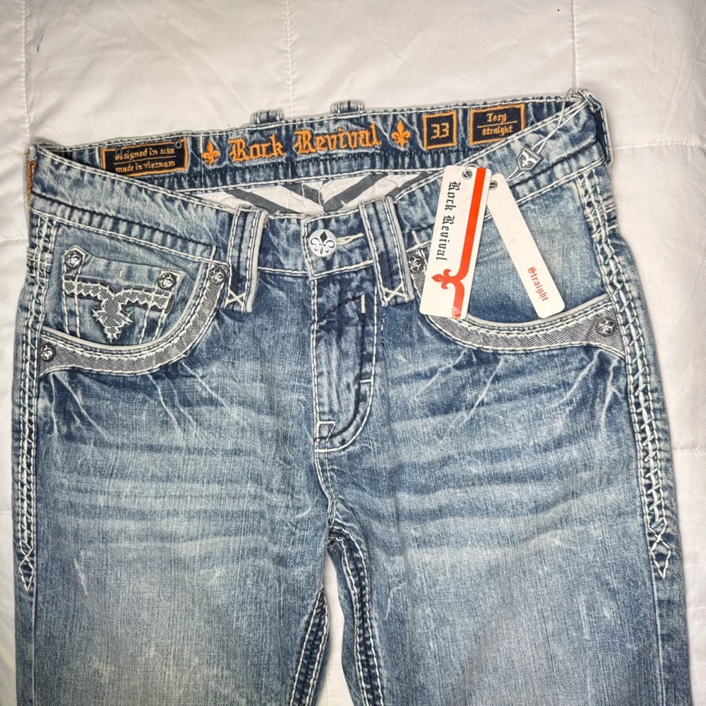 Rock Revival Blue Men's Jeans - Picture 2 of 16